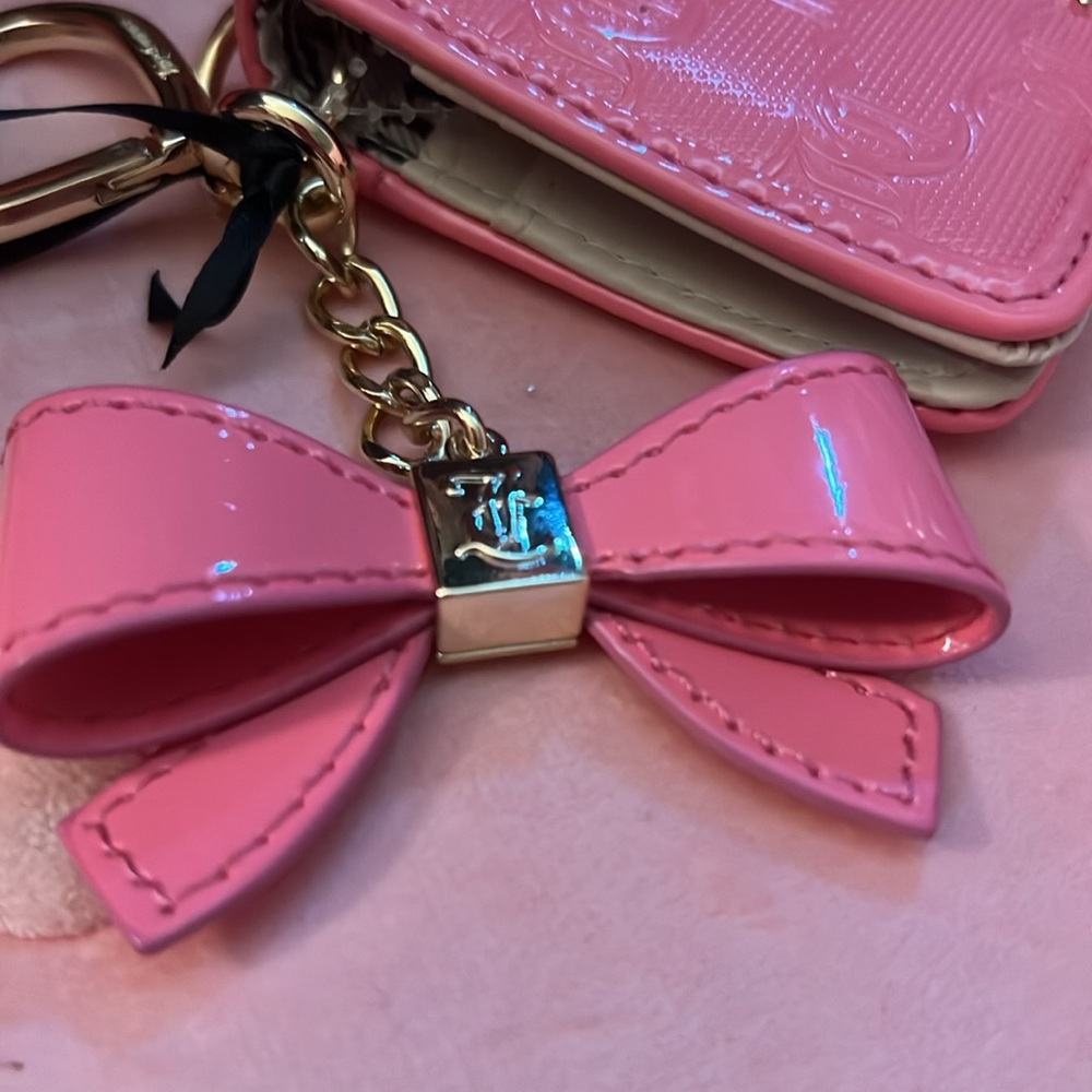 🩷🍒Juicy Couture Pink Card Holder with Bow Keychain - Picture 4 of 7
